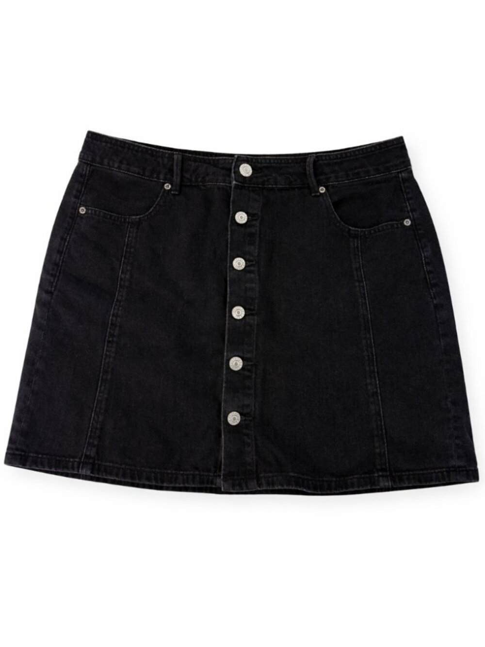 American Eagle Outfitters Black Button-Front Mini Skirt